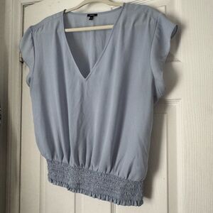 Express Soft Blue V-Neck Blouse
